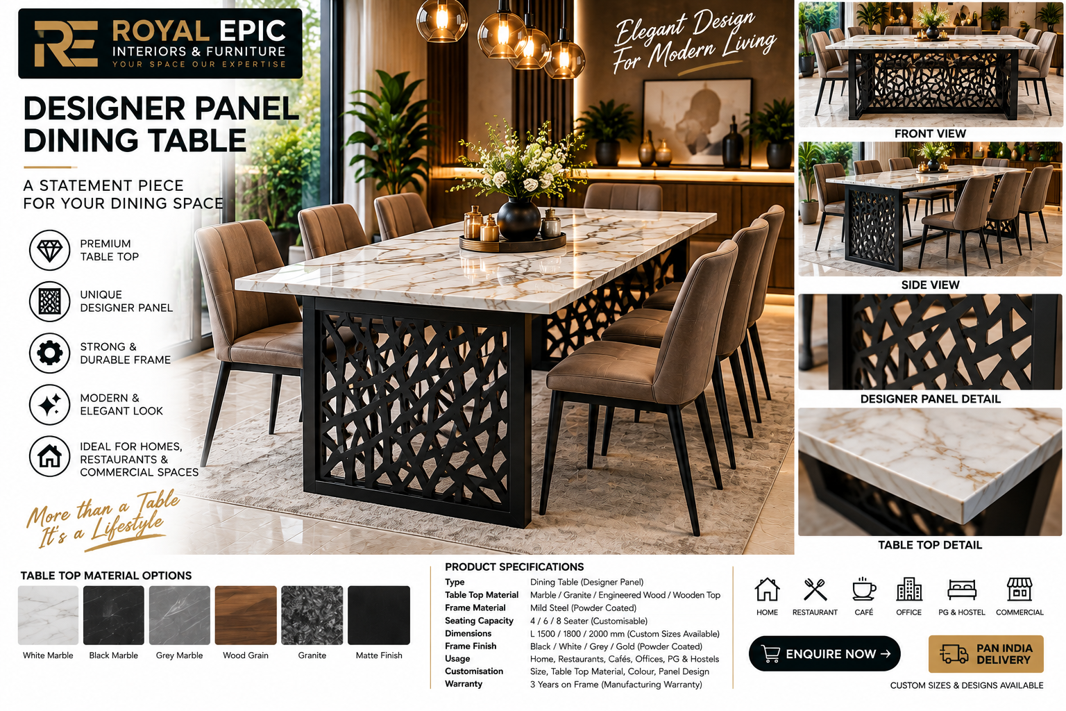 Designer Panel Dining Table