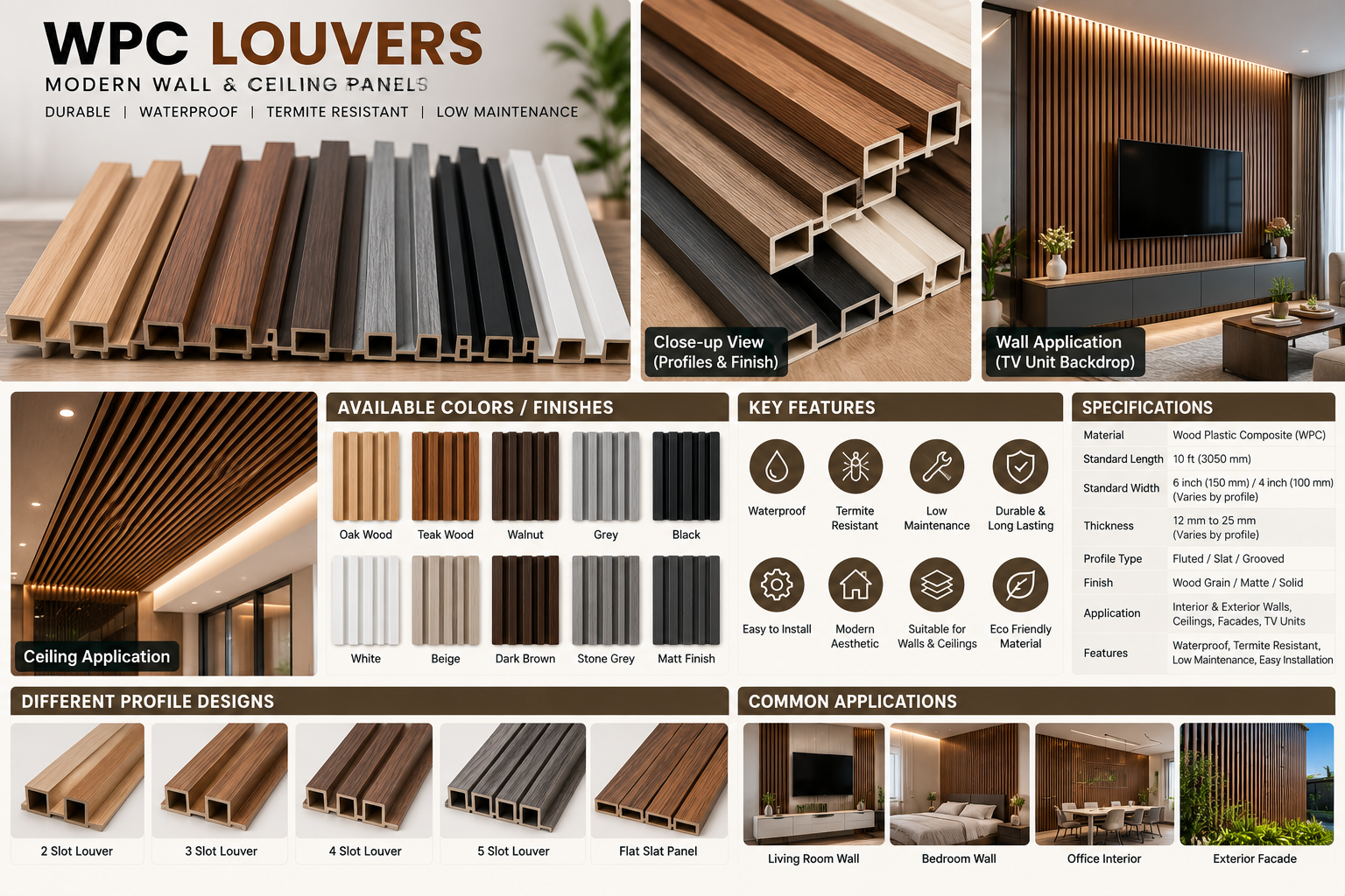 Premium WPC Louvers – Decorative Wall & Ceiling Panels