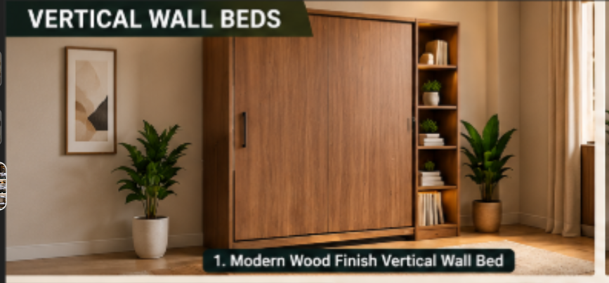 Modern Wood Finish Vertical Wall Bed