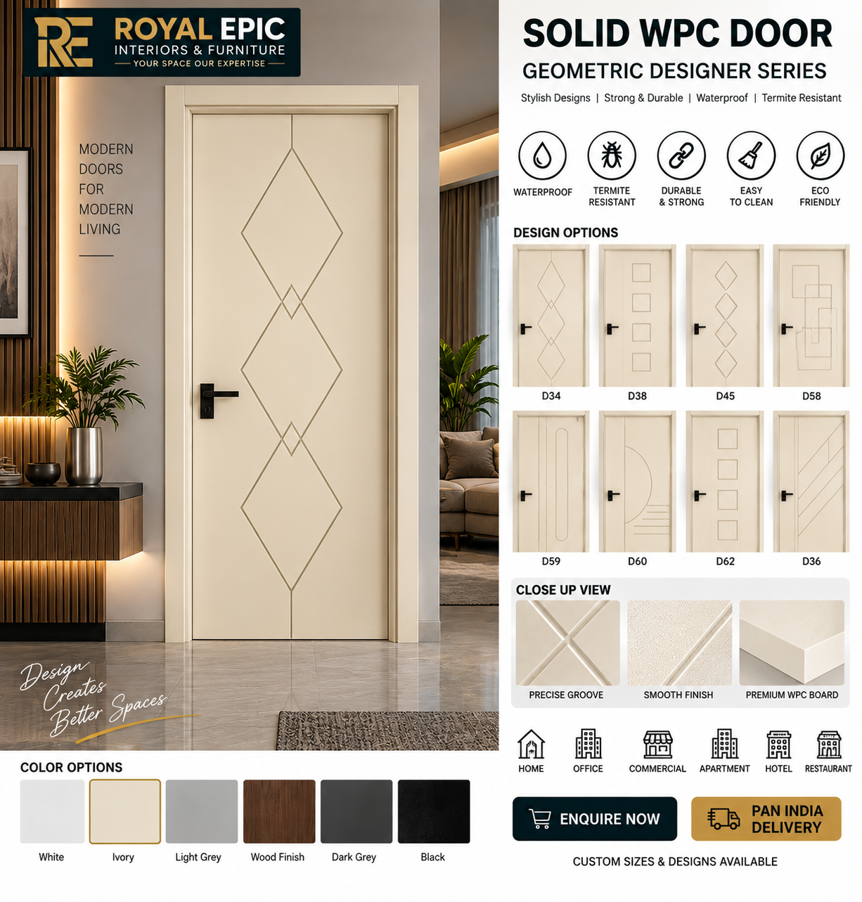 Solid WPC Geometric Designer Door