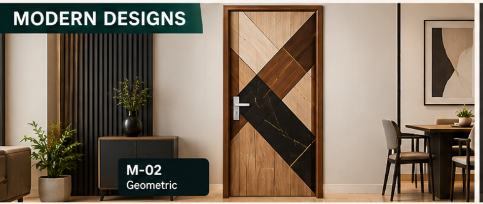 Modern Geometric Printed WPC Door