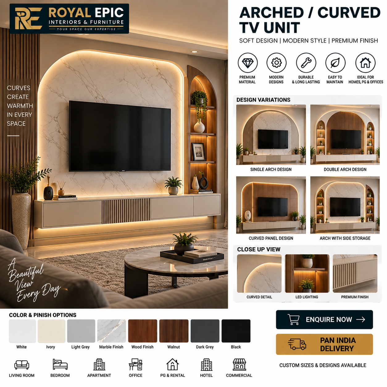 Arched / Curved TV Unit