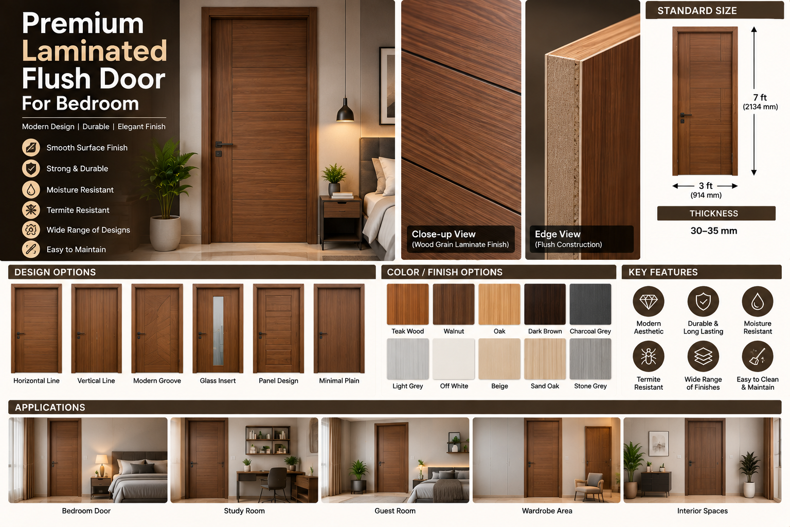 Premium Laminated Flush Door – Bedroom