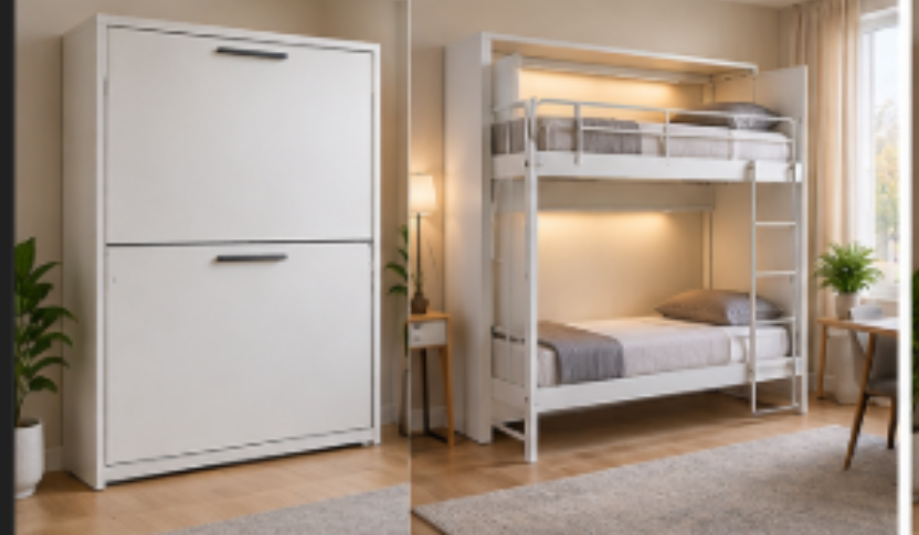 White Foldable Wall-Mounted Bunk Bed