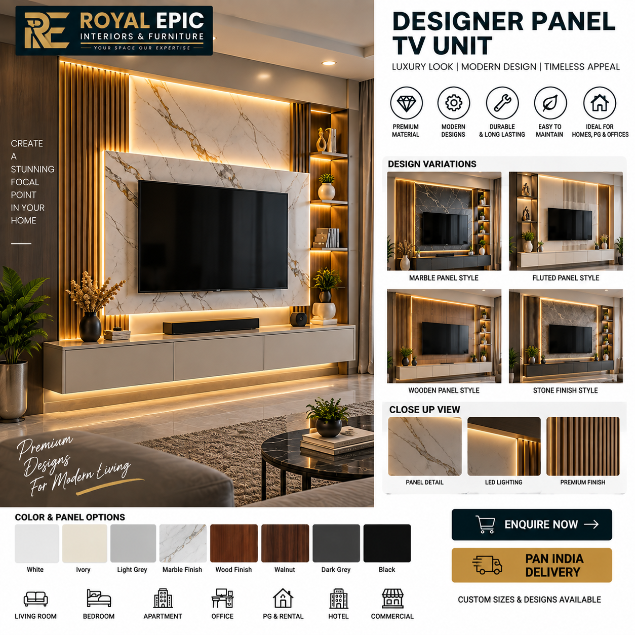 Designer Panel TV Unit