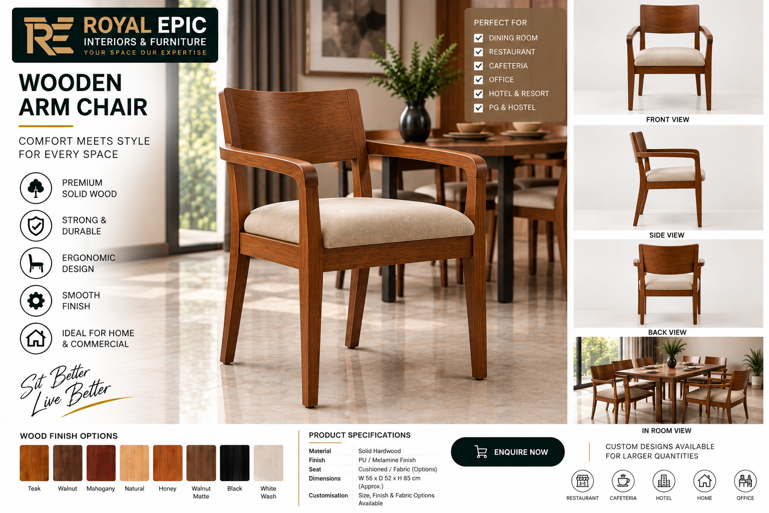 Premium Wooden Arm Chair