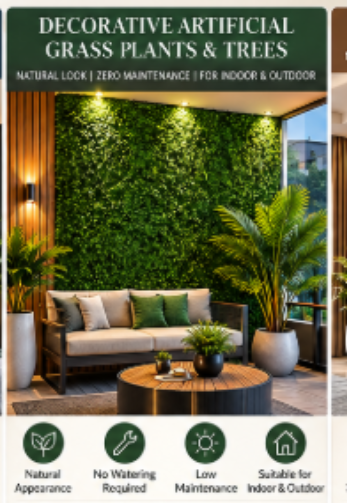 Decorative Artificial Greenery – Grass, Plants & Trees