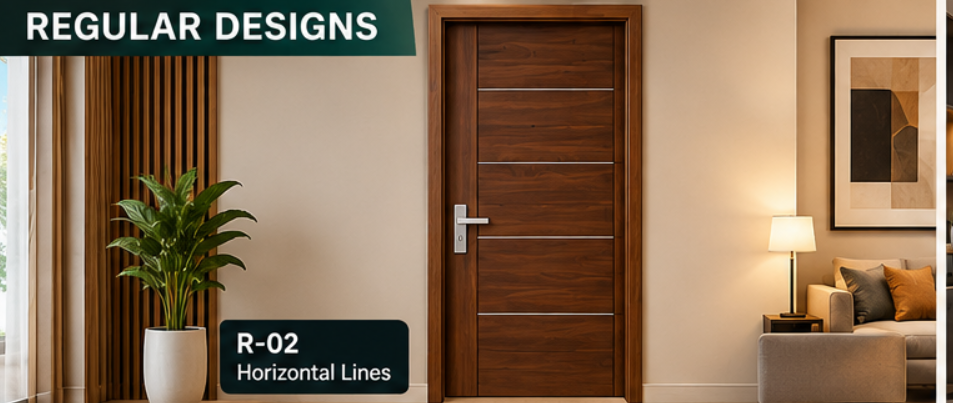 Premium WPC Door – Horizontal Wood Lines