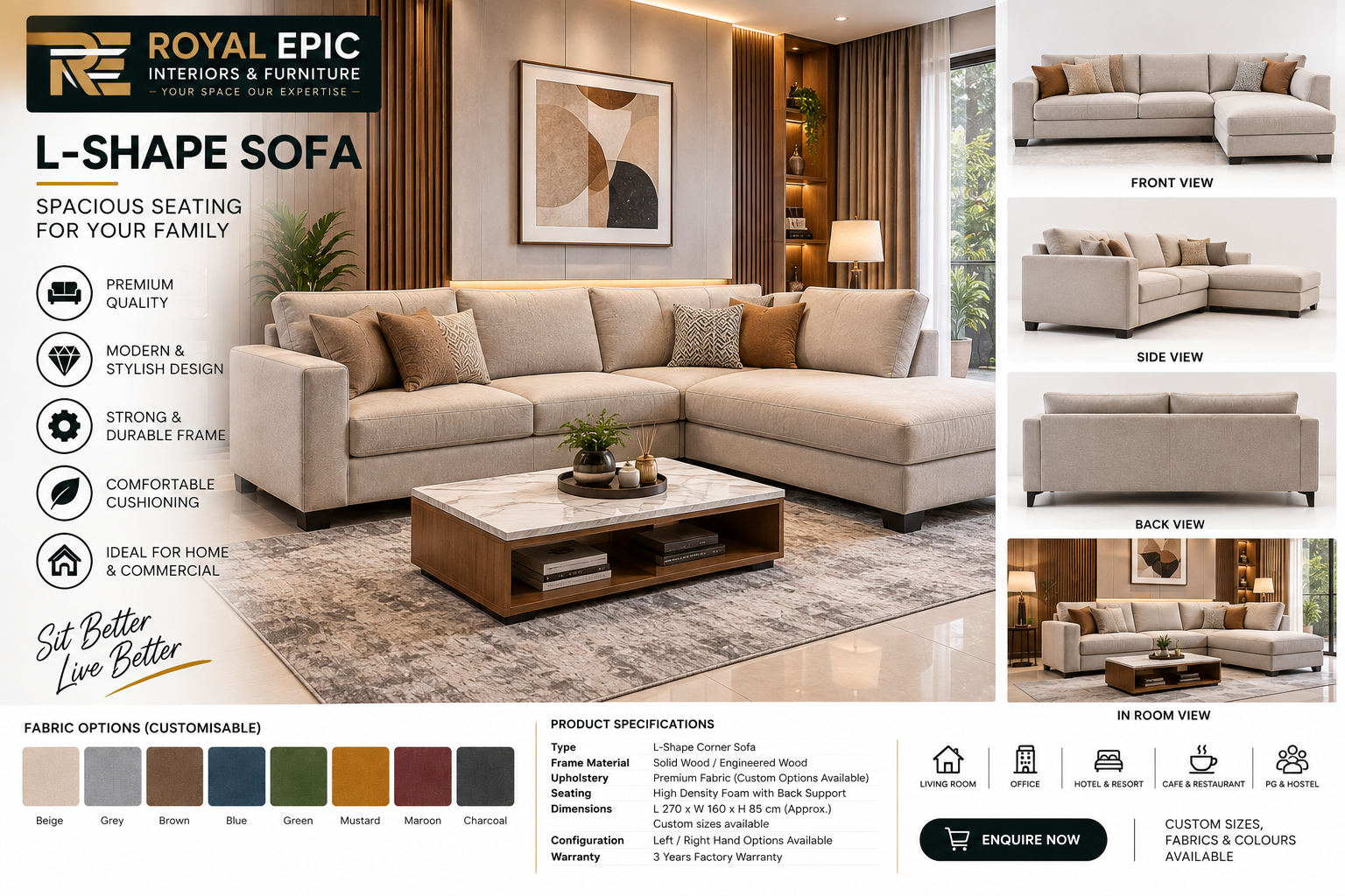 Premium L-Shape Corner Sofa